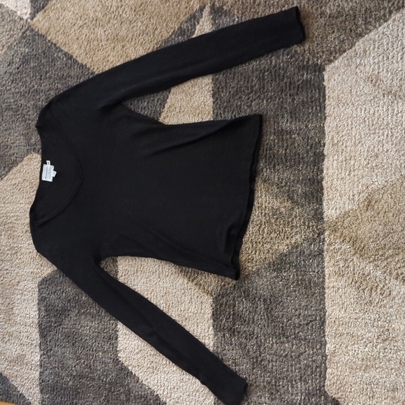 Michael Stars For Anthropologie XS/S Made In USA VNeck Long Sleeve Top Black - Picture 8 of 8